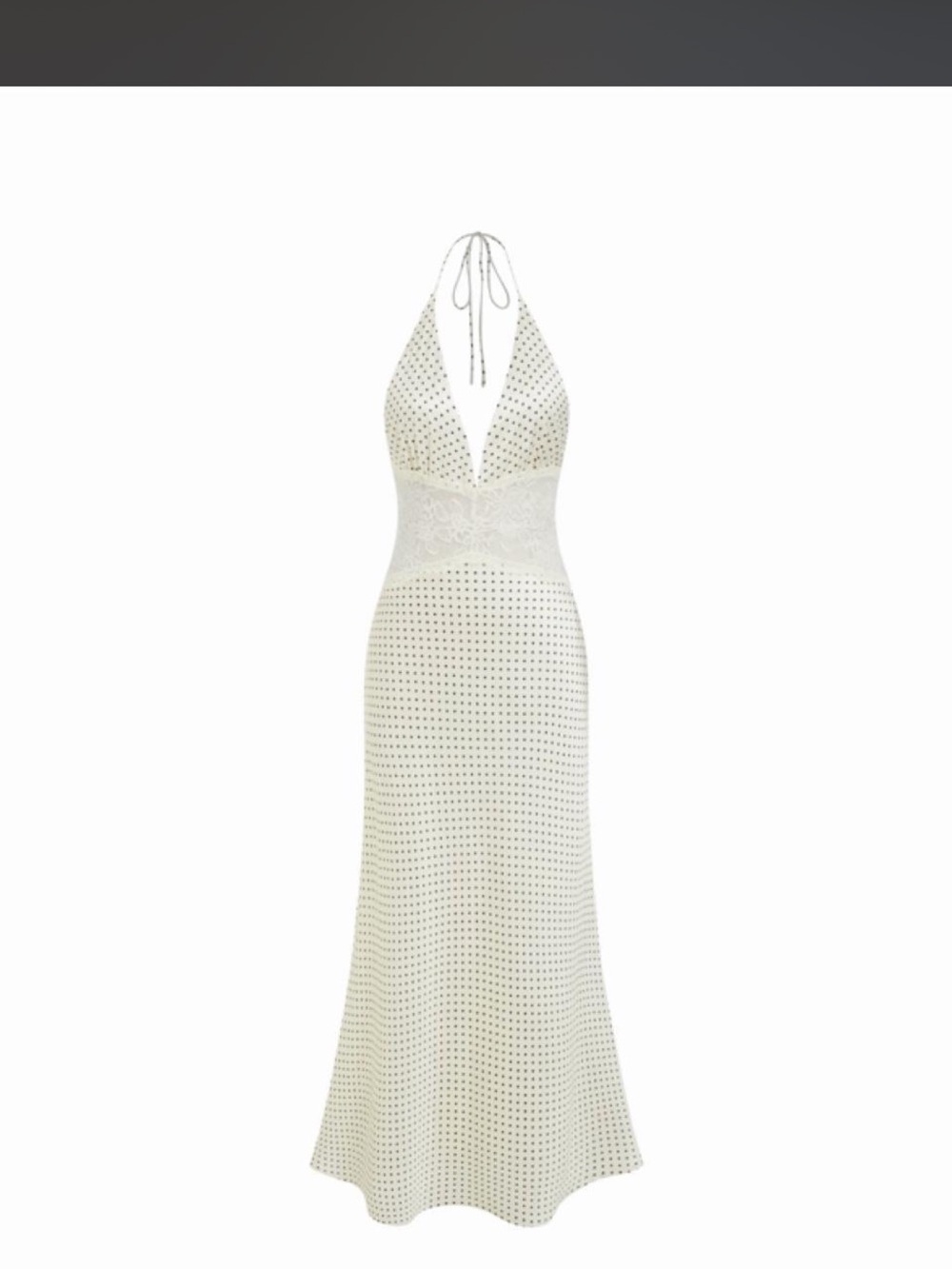 Cider Cream Halter Backless Maxi Dress with Lace Waist